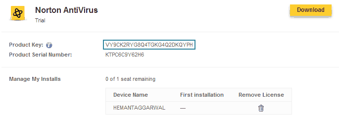 Norton Internet Security Product Keys
