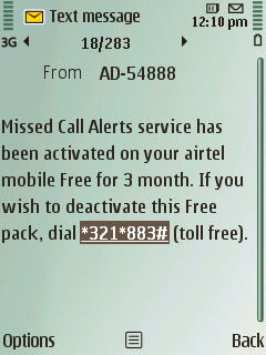 Airtel missed call service for free 41