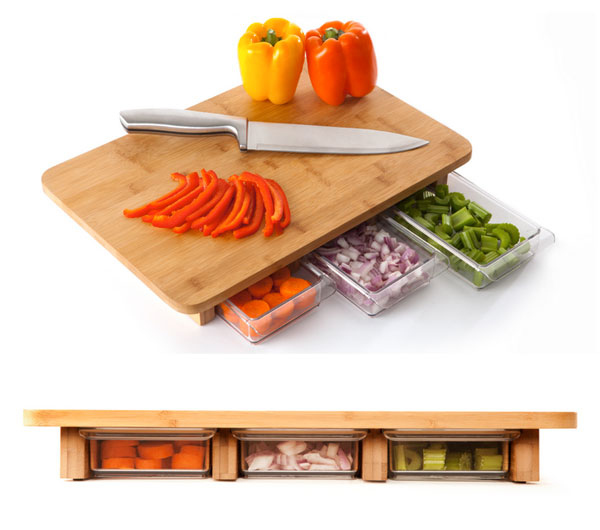 A cutting board with storage. Buy here